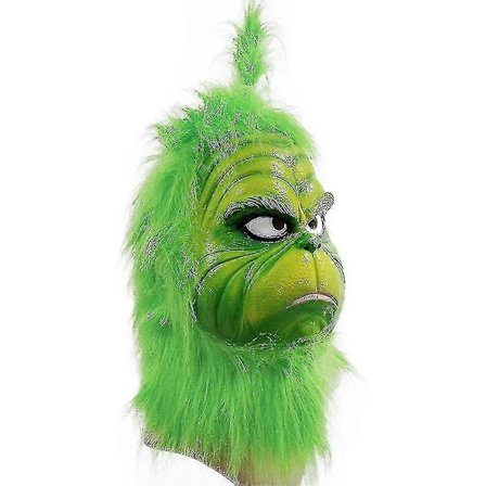 Christmas The Grinch Full Head Latex Maske Julehatt Monster Voksenhansker