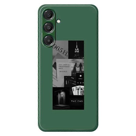 Til Samsung Galaxy A16 5G 4G Etui Syning Fotos Mønster Trykning Lige Kant TPU Telefon Bagside Cover Grøn