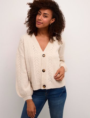 Cream Crholiday Knit Cardigan - Cream - S/M