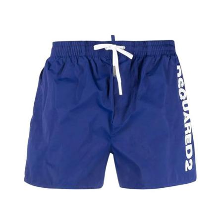 Dsquared2 Swimwear Small White Logo Blå, Herre Badeshorts, Størrelse: 2XL