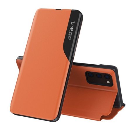 Eco Leather View Case elegant bokhylleveske med kickstand for Samsung Galaxy A72 4G oransje