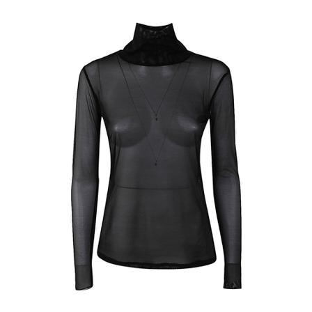 Federica Tosi Tulle Turtleneck TOP Sort, Dame