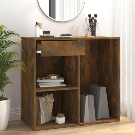 vidaXL Sminkskåp rökfärgad ek 80x40x75 cm konstruerat trä Brun