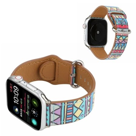 Apple Watch Series 6 / 5 44mm mönster äkta läder klockarmband - Triangle