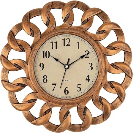 Dekorativt vægur, 25 cm lydløst batteridrevet holdbart blomstret retro