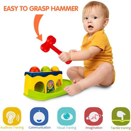 Hammer and Drop Ball Leksaker för 1-årig pojke Girl Baby Presenter -
