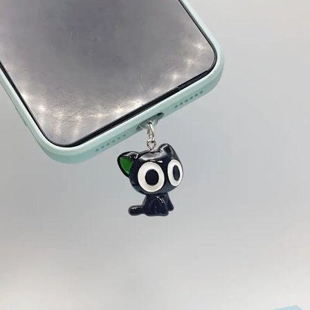 1 stk. Halloween tegneserie storøjet kat støvprop, egnet til iPhone/Type-C Android-stik