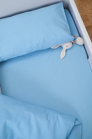 Jotex - Mini Dra-på-lakan Spjälsäng Ekologisk 60x120 Cm Himmelsblå ZACK - Köp Lakan hos Jotex