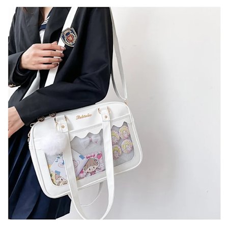 Japansk Kawaii Axelväska för Kvinnor PU Läder Itabag Transparent Väska JK Tote Bag Handväskor Preppy Bag Ita Bag Crossbody Bag