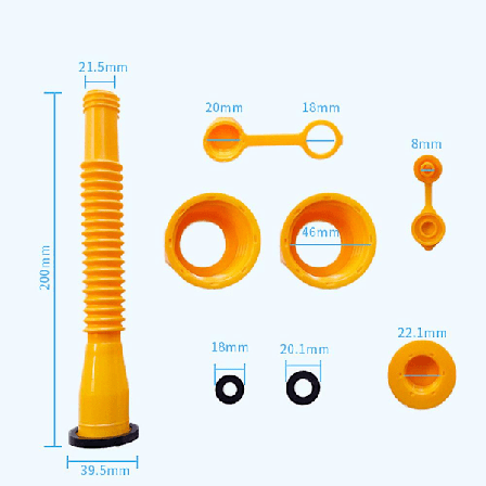 Sekskantede muttere, dysehette, antibrudd, slitesterk dysetube for utendørs bruk one piece set