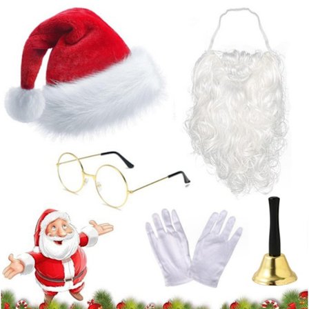 5 stk. Hatte-, skæg- og paryksæt til julefrokost