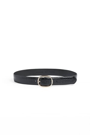 NA-KD Ceinture croco à boucle carrée - Ceintures - Noir - L / XL