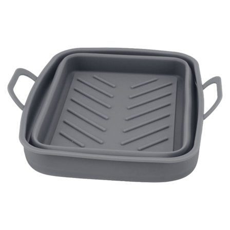 2 stk. Varmebestandig Silikone Frituregryde Indlæg Let Rengøring Gryde med Håndtag Grå