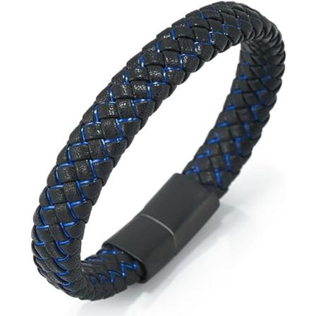 Herre ekte skinn håndlaget flettet flerfarget armbånd titan magnetisk lås størrelse justerbar 21,5-23 cm med gratis gaveeske