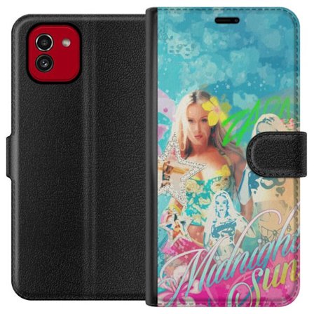 Kompatibelt Lommeboketui til Samsung Galaxy A03 Eventyrverden med Steve, Creeper og dyr i fargerik blokkgrafikk