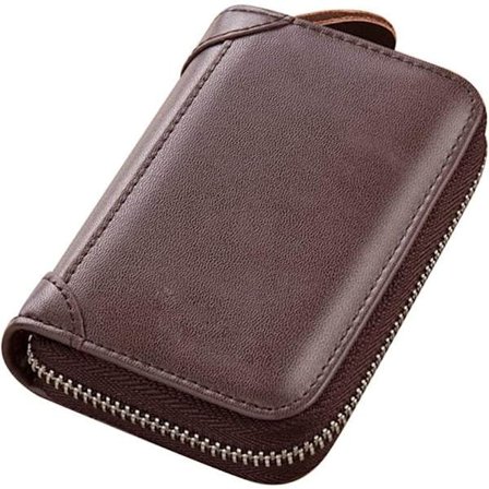 Kortholder med 20 kortpladser, RFID-blokering, ægte læder, til kvinder eller mænd med lynlås - Spot Sale[CO]