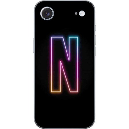 Kompatibelt Mobildeksel til Apple Apple iPhone 17 Air Minimalistisk neonbokstav N i fargeskiftende lys mot svart bakgrunn