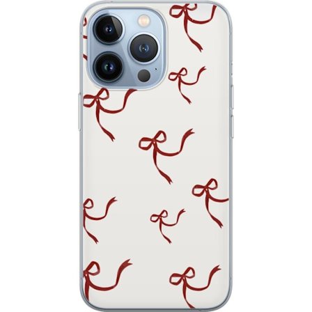 Kompatibel Mobilcover til Apple iPhone 13 Pro Rød Bånd Mønster med røde silke bånd på lys baggrund perfekt til jule romantik og elegance