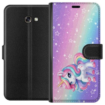 Kompatibelt Lommeboketui til Samsung Galaxy A3 (2017) Stitch i polaroidrammer med blå pastelltoner og søte uttrykk i collage med hjerter