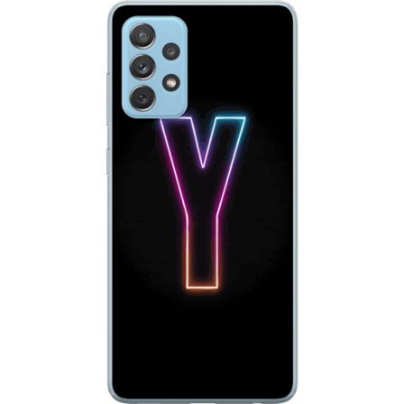 Kompatibelt Mobilskal till Samsung Samsung Galaxy A52 5G Minimalistisk neonbokstav Y i färgskiftande ljus mot svart bakgrund