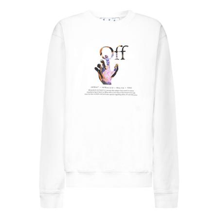 Off White Caravaggio Hand Logo-Print Sweatshirt Hvid, Dame Sweatshirts