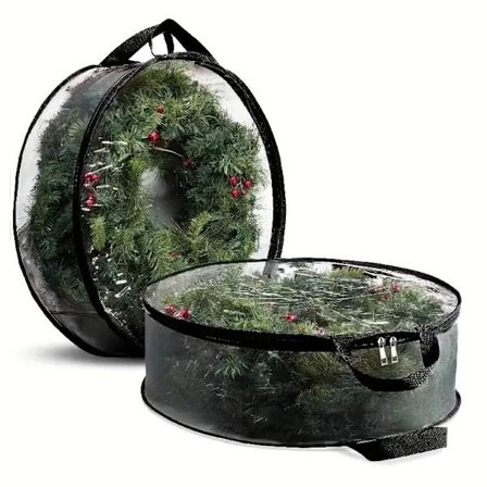 Oppbevaringspose for julekrans 30" - 2-pakning Klar oppbevaringsbeholder for julekrans