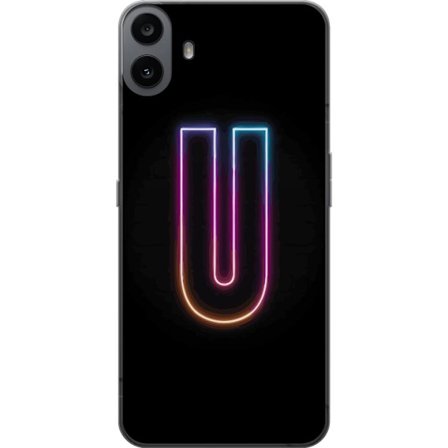 Kompatibelt Mobilskal till Nothing Nothing CMF Phone 1 Minimalistisk neonbokstav U i färgstark ljuseffekt mot svart bakgrund