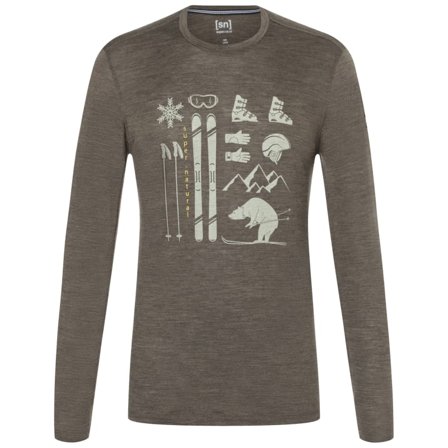 Super.natural Men's Skiing Bear LS Men long-sleeved sweaters Brown M