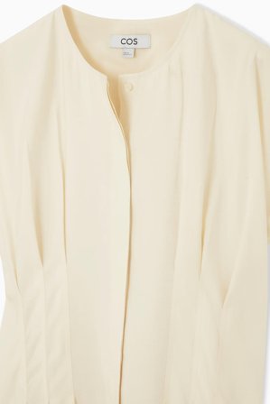 COS Women's Waisted Pleated Midi Dress in Beige