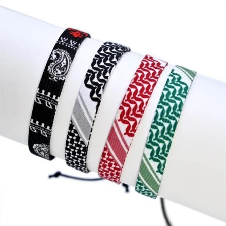 4 stk. Palestinsk Arabisk Skjerf Vevd Armbånd For Kvinner Menn Etnisk Bølgete Prikk Farget Bånd Armbånd Håndlagde Smykker
