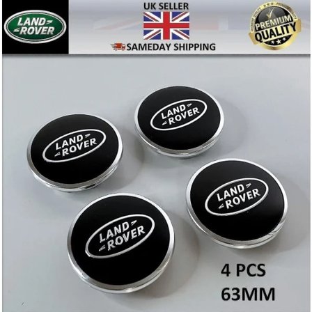 4 stk Land Rover Senterkopper Svart Range Rover Sport Evoque Velar Discovery 63mm