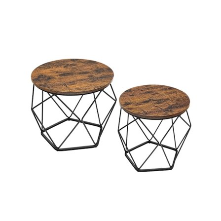 Rootz 2-osaiset sivupöydät - Päätypöydät - Vintage Ruskea - Muste musta - Lastulevy ja teräs - 60 cm x 45 cm & 50 cm x 40 cm - 9,8 kg