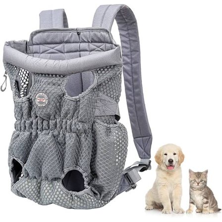 Stor lagerkapacitet (inom 10 kg) bärväska för husdjur, justerbar bekväm ryggsäck för husdjur (grå)