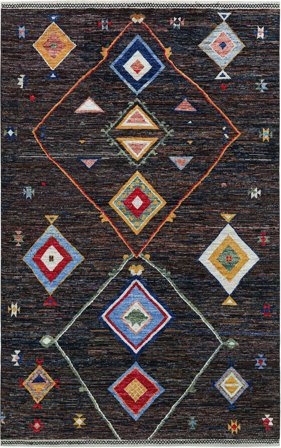 Berber Colourful Tæppe Moderne Sort/Mørkerød (Uld, Afghanistan)