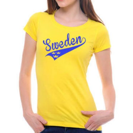 Sweden Swosh stil t-shirt med 3 kronor