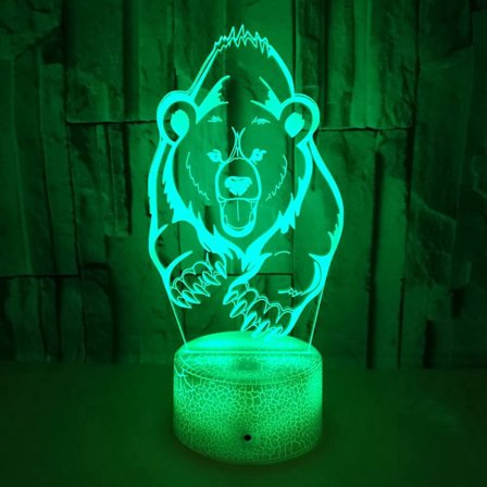 Björndjur Leksaker 3D Illusion Nattljus Smart Touch Lampa, C