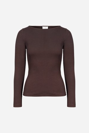 CAMILLA PIHL - Petronella Rib Boatneck - Dark brown - XXL