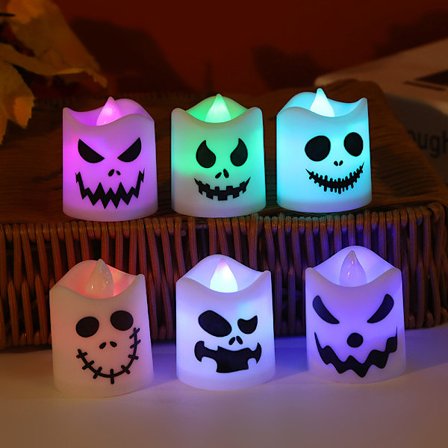 Halloween Flamlösa Votivljus Färgskiftande, LED-värmeljus (6-pack)