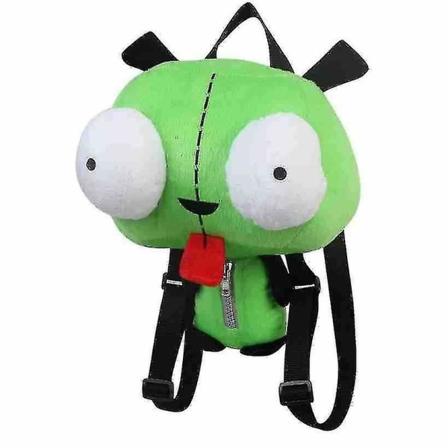Ny Alien Invader Zim 3d Eyes Robot Gir Söt fylld plysch ryggsäck Grön väska Julpresent 14 tum Pl
