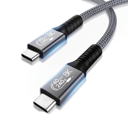 USB 4-kabel, Thunderbolt 4-kabel, USB-C til USB C-kabel 1 meter, 8K@60Hz-skjerm/40 Gbps dataoverføring/240 W PD-lading