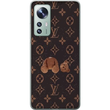 Kompatibel Mobilcover til Xiaomi Xiaomi 12 Luksuriøst monogrammønster med knust bamse i mørk modeæstetik