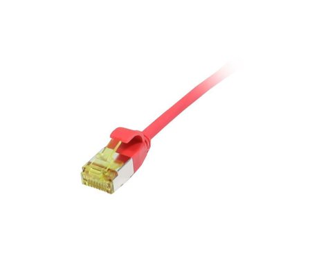SYNERGY Patchkabel RJ45, CAT6A 500Mhz, 0,25m, rot, U/FTP, slimline rund d=3,8mm, TPE/LSZH(Superflex), AWG32, mit CAT7 Rohkabel, Synergy 21