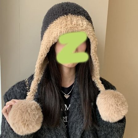 Vinterhue, fleeceforet farveblokstrikket hue, grå