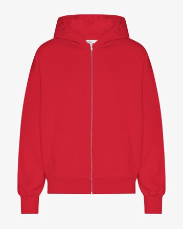 Organic Oversized Zip Hood - Scarlet Red L