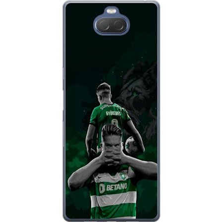 Yhteensopiva Puhelinkuori Sony Xperia 10 Plus Neonmotiivi, jossa teksti "Gaming is in my DNA" sinisenä ja punaisena tiiliseinällä, jossa loistava DNA-