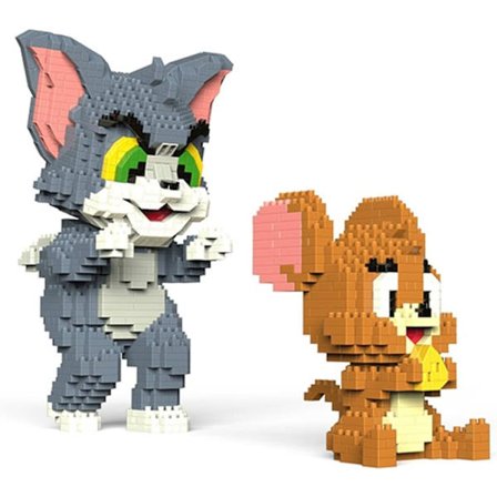 Tom och Jerry Byggklossar 3D Pussel DIY Leksaksmodell Tegelsten Leksak