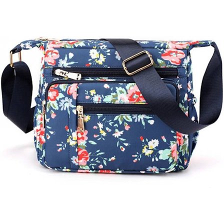 Crossbody-väskor för kvinnor Stora multifickor Casual Travel Bag Messenger Bags för shopping Vandring Daglig användning (Rose Flower)