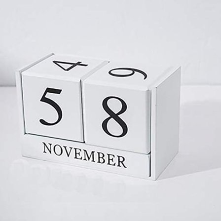 Kalenderblok, Vintage trækalender, Evigvarende skrivebordsblok i træ, Måneds- og datodisplay til dekoration af hjemmet og kontoret