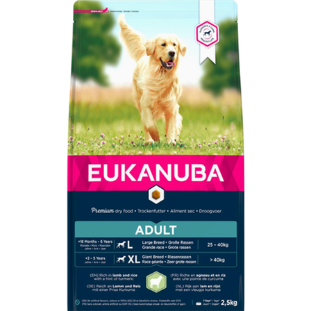 Eukanuba - Dog Adult Large Lam og ris 18 kg - Hund - Hundefôr & hundemat - Tørrfôr for hund - ZOO.no