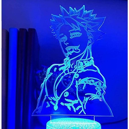 Anime Lampe Nattlys Illusionslys De Syv Dødssynder Ban Lampe 3D for Barnerom LED Dekorbelysning Barn Julegave Sengelampe Fargerik